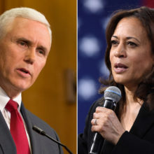 Side by side of Mike Pence and Kamala Harris