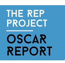 A blue background with the words: The Rep Project Oscar Report 2021