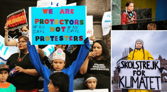 Pictures of young girls advocating for climate action.