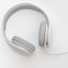 Headphones against white background