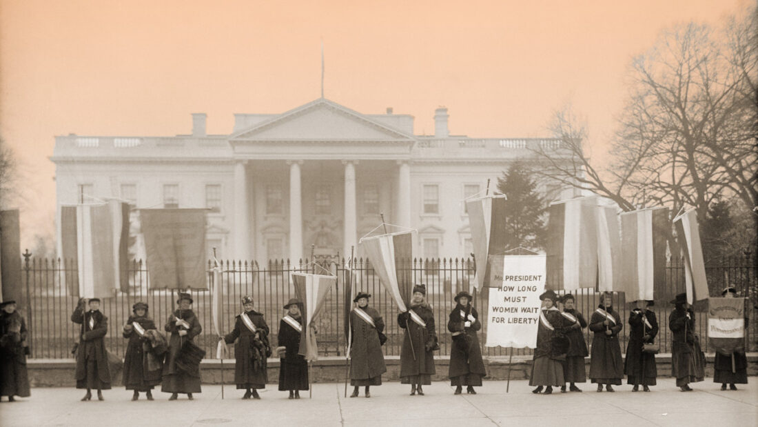 National Women’s Party demonstration in front of the White House in 1918