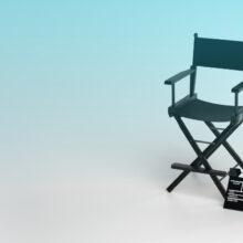 Empty director's chair on film set